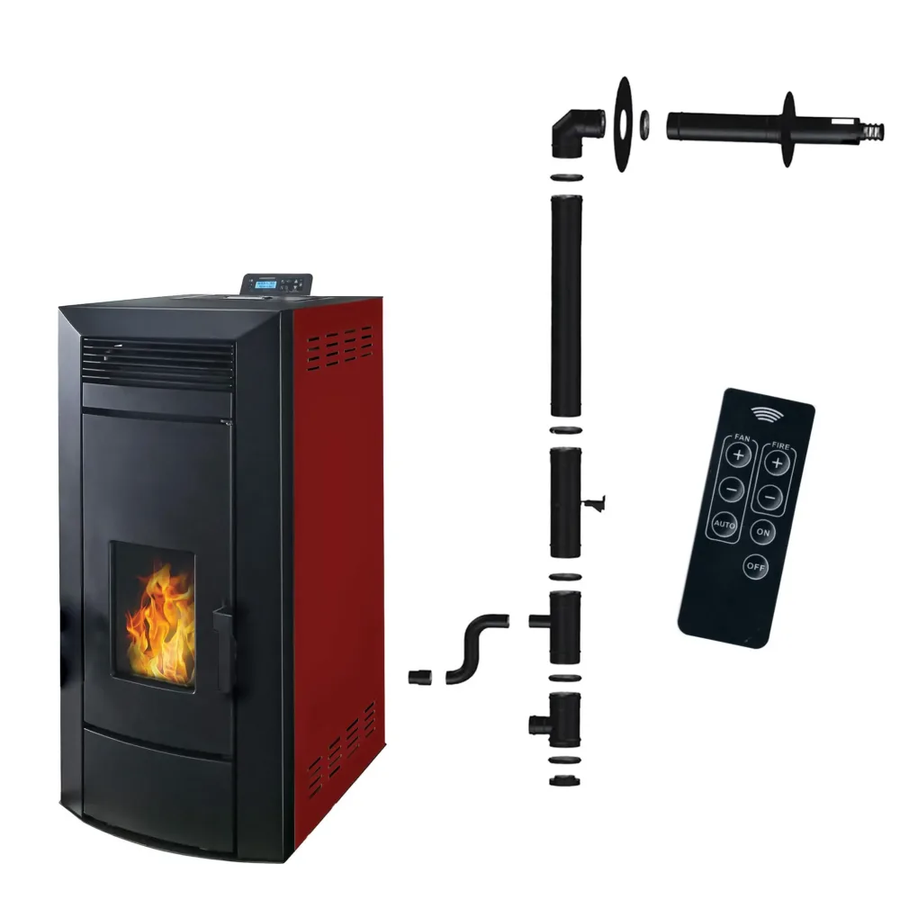 Piec na pellet z płaszczem wodnym Anita 21 kW, bordowy