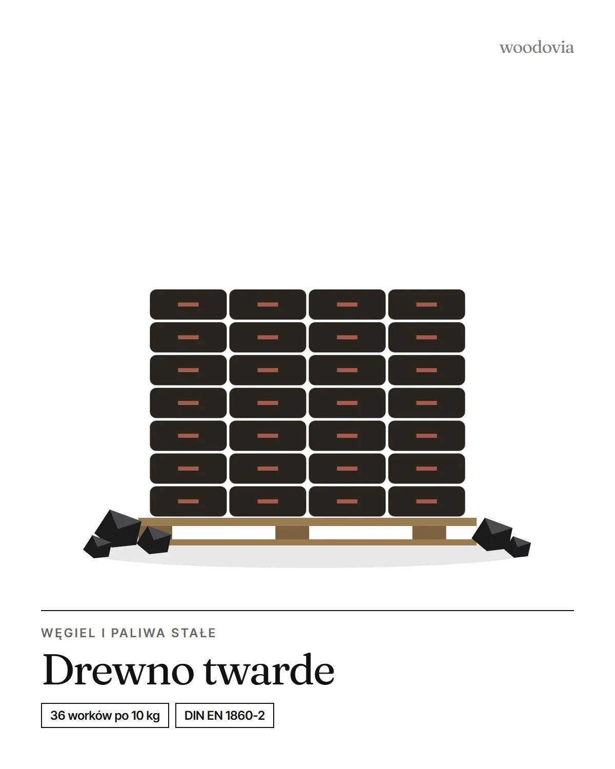 Węgiel drzewny do grilla 20-80 mm z drewna twardego, 36 worków (360 kg)